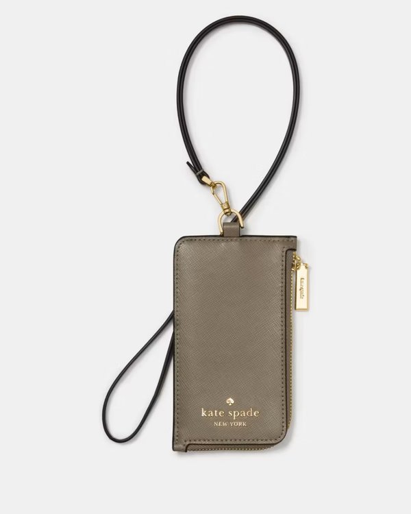 Kate Spade Card Case Lanyard Oyster Shell