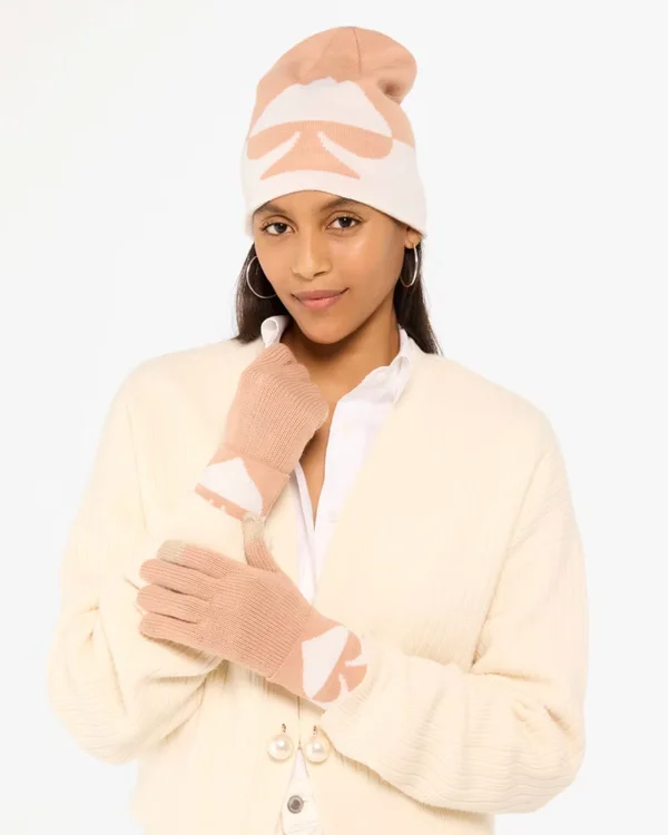 Kate Spade Beanie And Glove Set Light Fawn (with gift box)