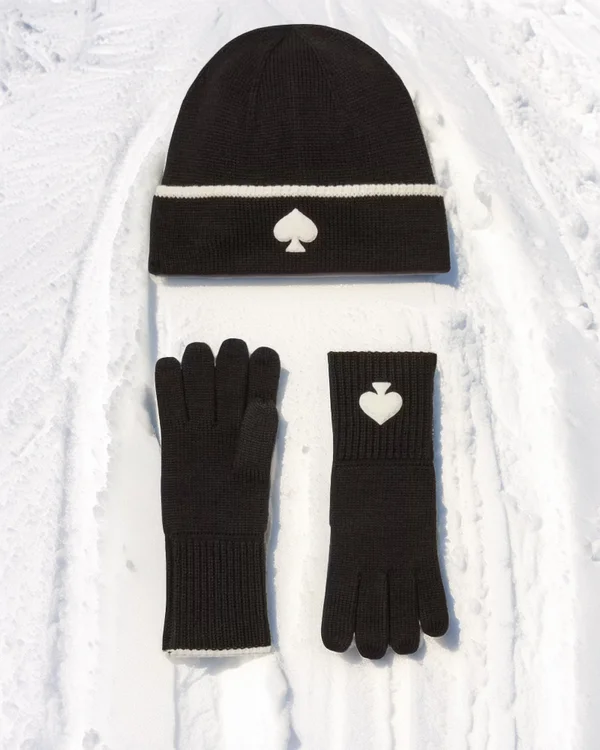 Kate Spade Patch Box Set Scarf Black