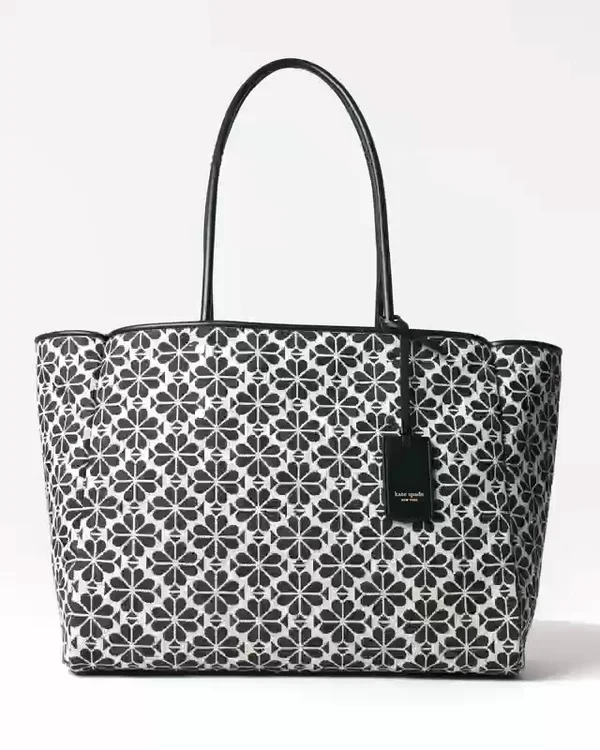 Kate Spade Flower Jacquard Large Everything Tote Cream