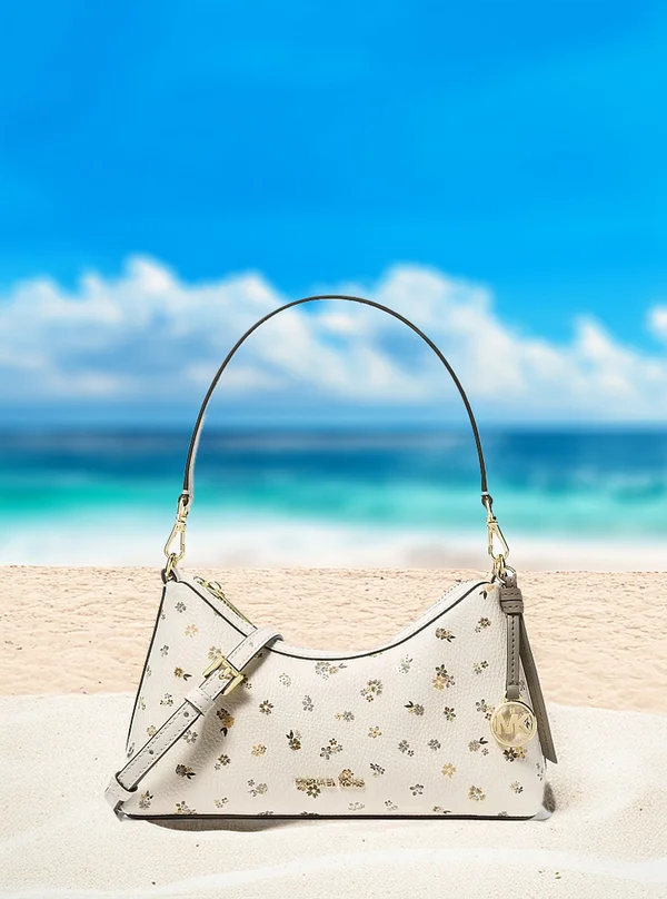 Michael Kors Small Floral Printed Convertible Crossbody Bag Light Cream