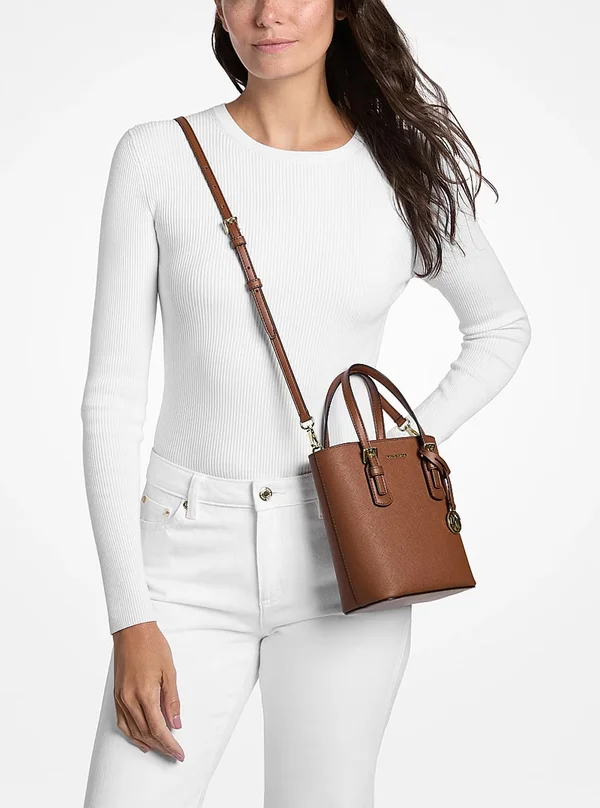 Michael Kors Voyager XS Leather Convertible Crossbody Bag Luggage