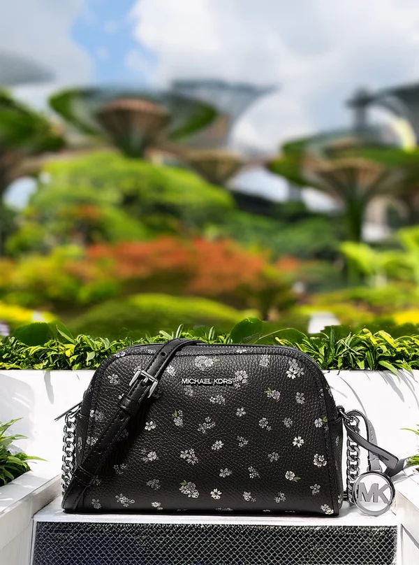 Michael Kors Ashton XS Floral Camera Crossbody Bag Black