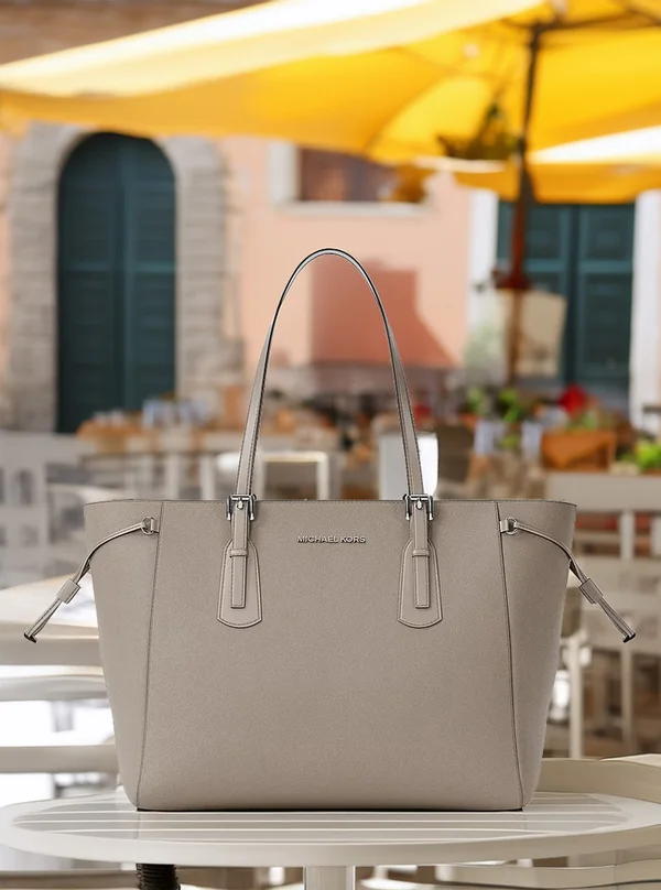 Michael Kors Voyager Large Saffiano Leather Tote Pearl Grey