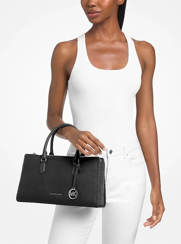 Michael Kors Arden Medium Top-Zip Satchel Black