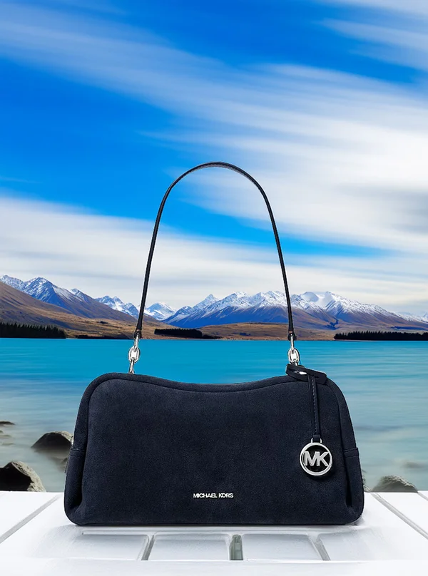Michael Kors Medium Suede Shoulder Bag Navy