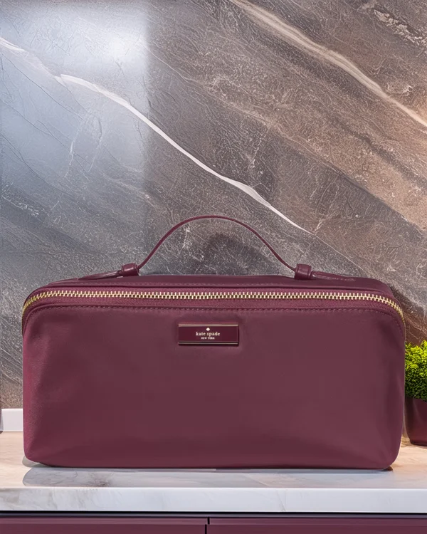 Kate Spade Carter Nylon Travel Cosmetic Pouch Deep Cherry