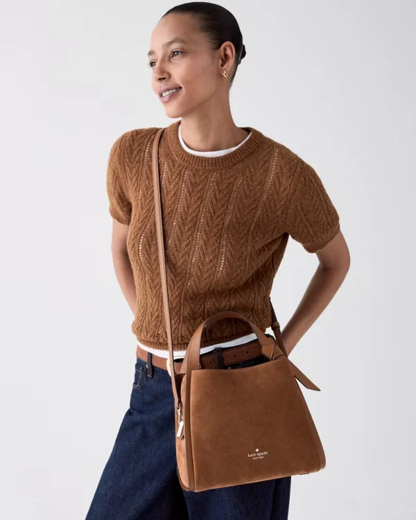 Kate Spade Knott Suede Carryall Bag Warm Gingerbread