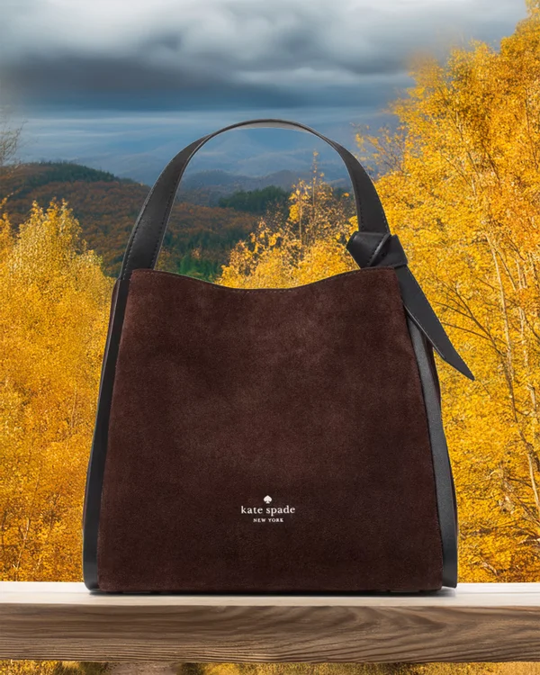 Kate Spade Knott Suede Carryall Bag Hot Fudge