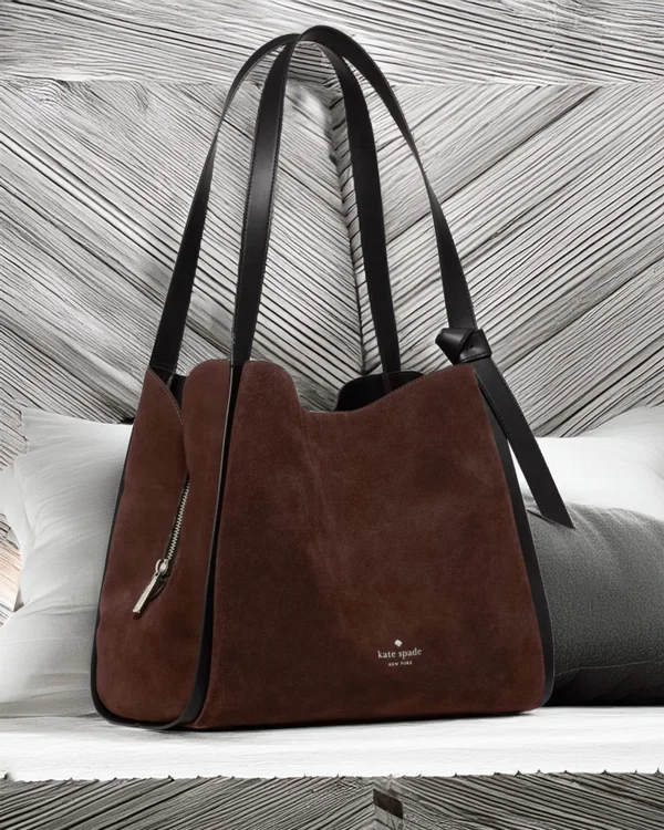Kate Spade Knott Suede Large Carryall Hot Fudge