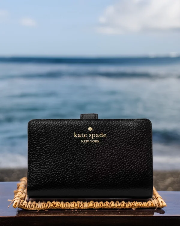 Kate Spade Pebbled Medium Bifold Wallet Black