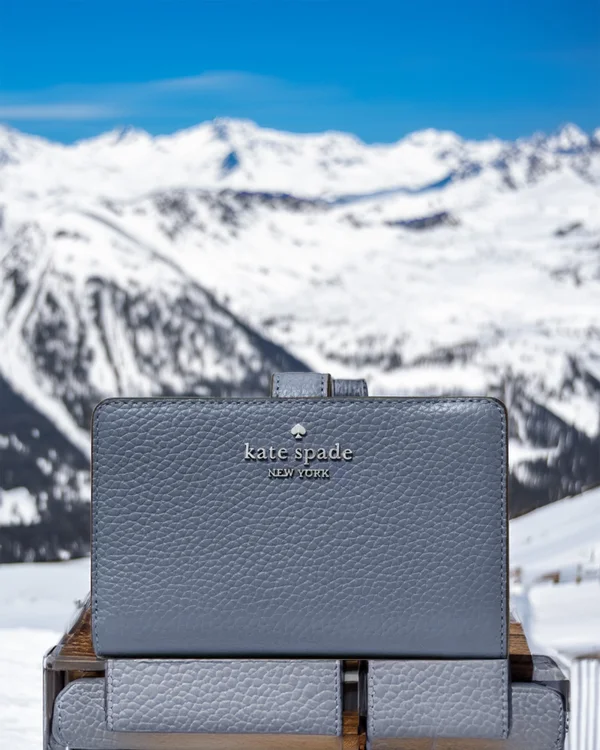 Kate Spade Pebbled Medium Bifold Wallet Cinder Grey