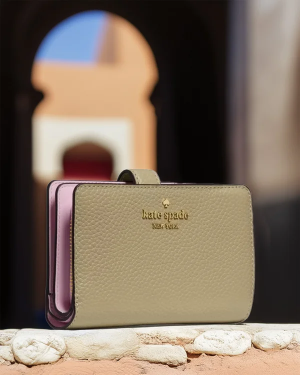 Kate Spade Pebbled Medium Bifold Wallet Elm