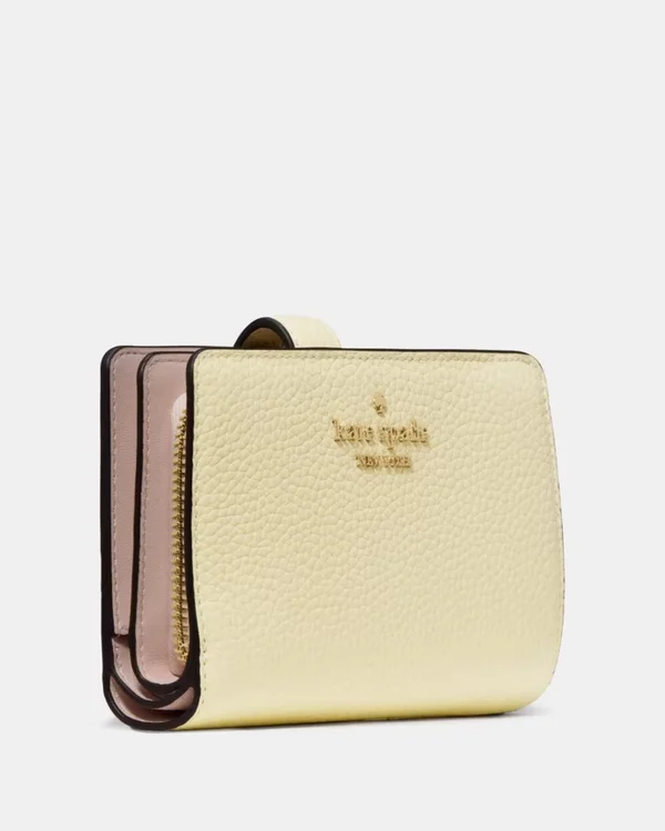Kate Spade Pebbled Medium Bifold Wallet Lemon Fondant
