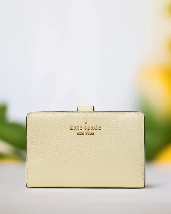 Kate Spade Pebbled Medium Bifold Wallet Lemon Fondant