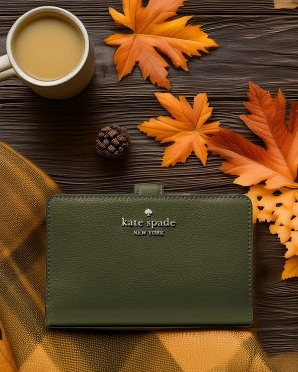 Kate Spade Pebbled Medium Bifold Wallet Bonsai Tree
