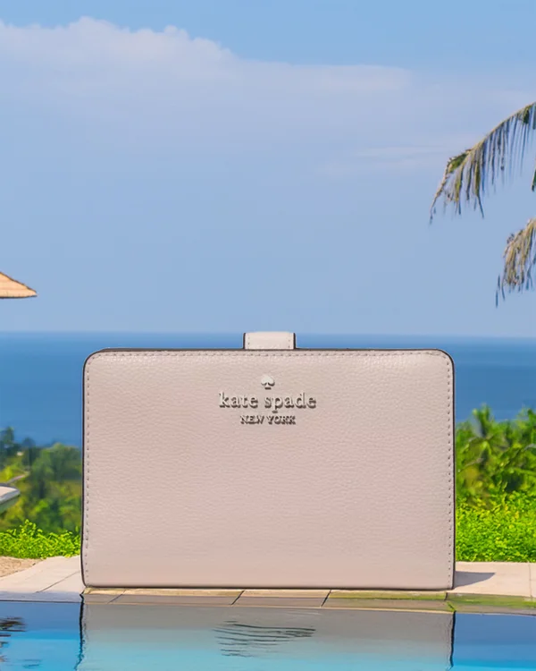 Kate Spade Pebbled Medium Bifold Wallet Powdered Sugar