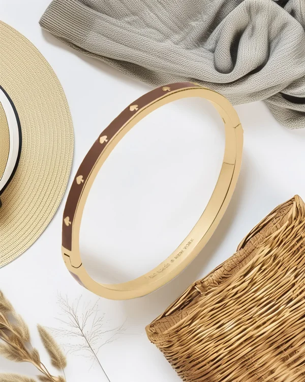 Kate Spade Spot The Spade Enamel Hinged Bangle Chocolate Truffle