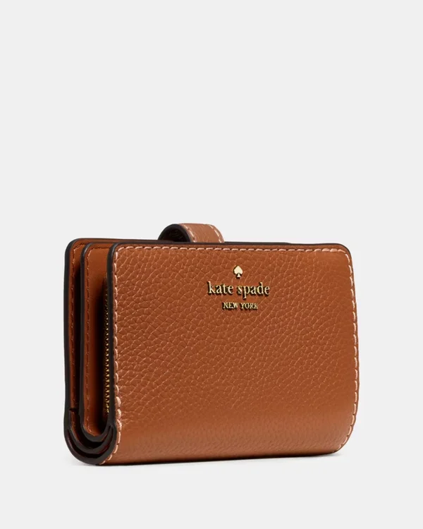 Kate Spade Pebbled Medium Bifold Wallet Warm Gingerbread