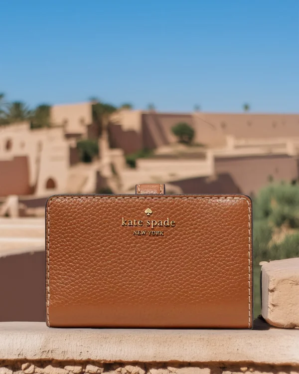 Kate Spade Pebbled Medium Bifold Wallet Warm Gingerbread