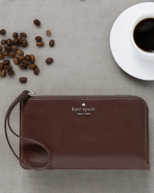 Kate Spade Lucy Shiny Wristlet Hot Fudge