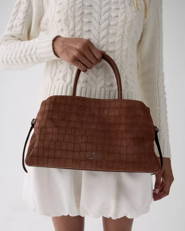 Kate Spade Harper Suede Croc Satchel Bag