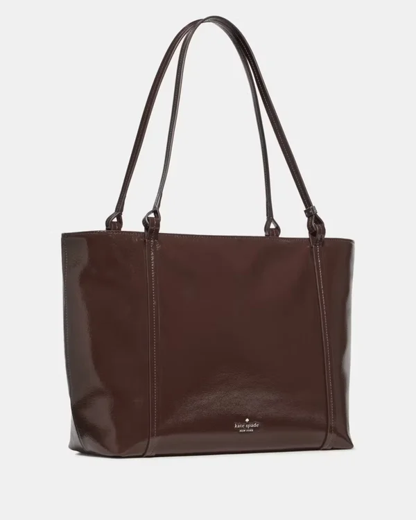 Kate Spade Marlowe Shiny Leather Tote Bag Hot Fudge