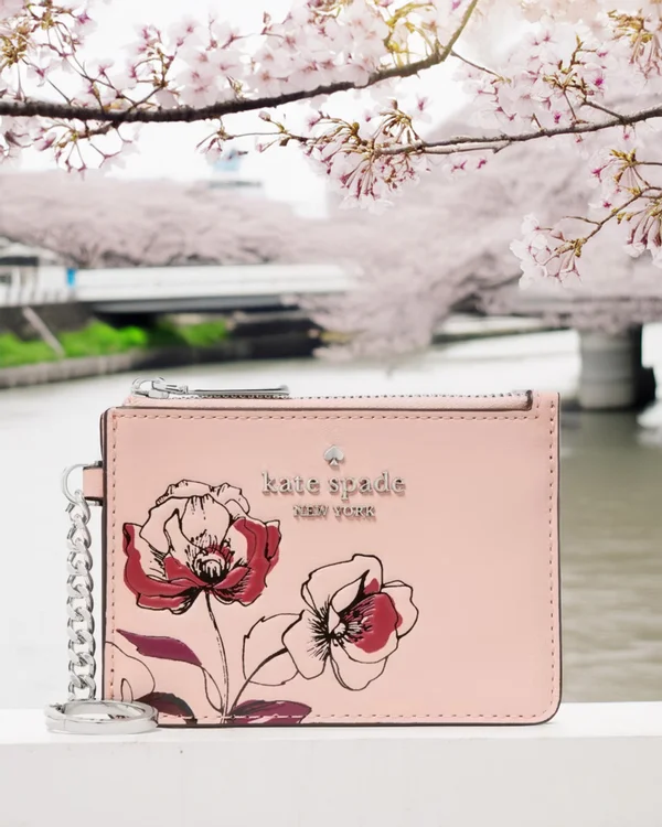 Kate Spade Floral Key Ring Card Holder Rose Smoke