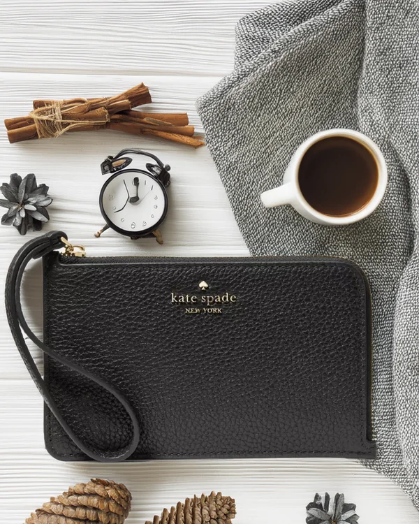 Kate Spade Lucy Pebbled Leather Wristlet Black