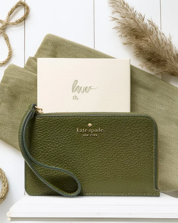 Kate Spade Lucy Pebbled Leather Wristlet Enchanted Green