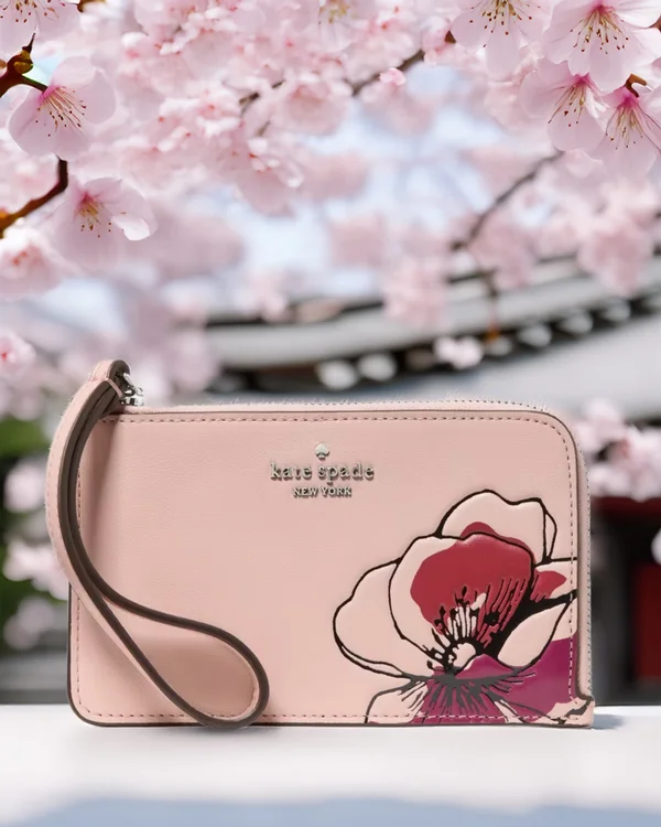 Kate Spade Lucy Floral Small Wristlet Rose Smoke