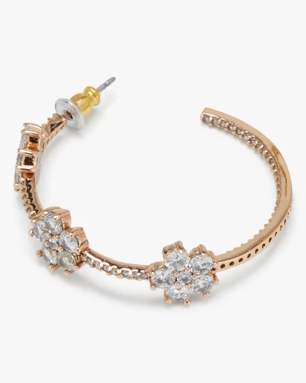 Kate Spade Gleaming Gardenia Flower Hoops Rose Gold