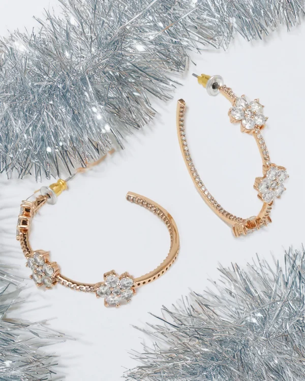Kate Spade Gleaming Gardenia Flower Hoops Rose Gold