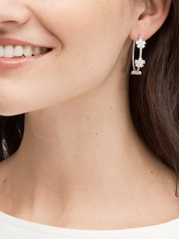 Kate Spade Gleaming Gardenia Flower Hoops Silver