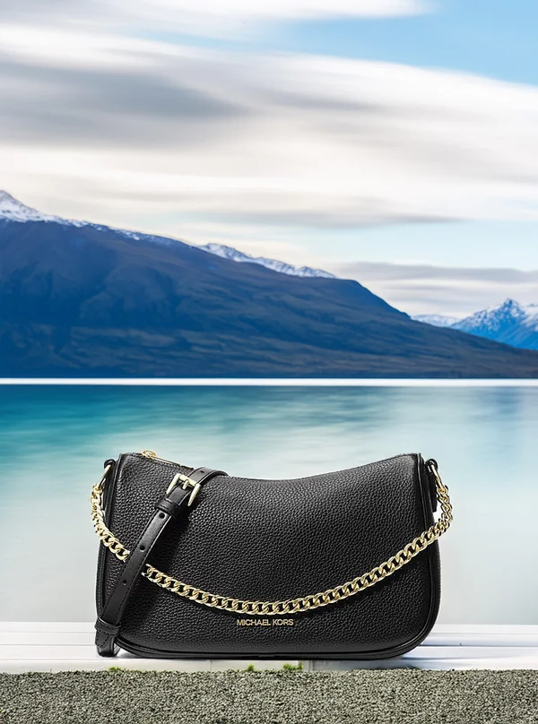 Michael Kors Medium Leather Convertible Crossbody Bag Black