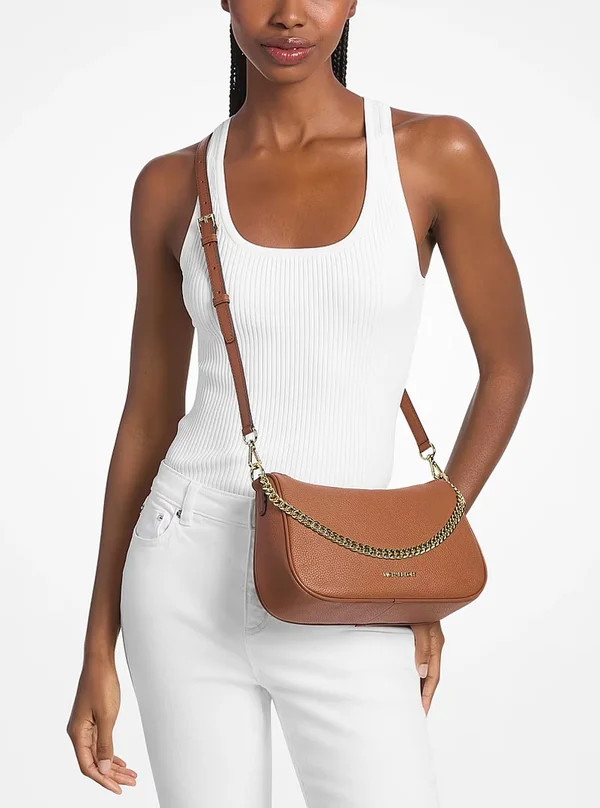 Michael Kors Medium Leather Convertible Crossbody Bag Luggage