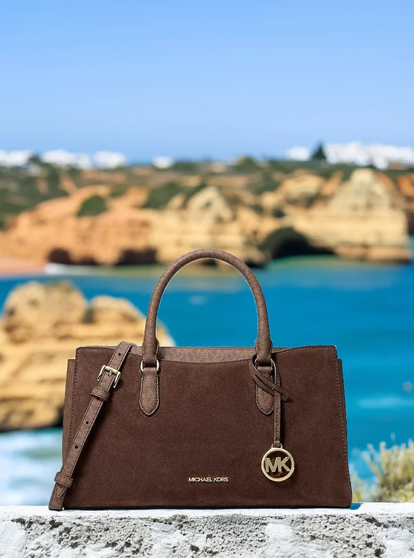 Michael Kors Medium Logo Top-Zip Satchel Nutmeg