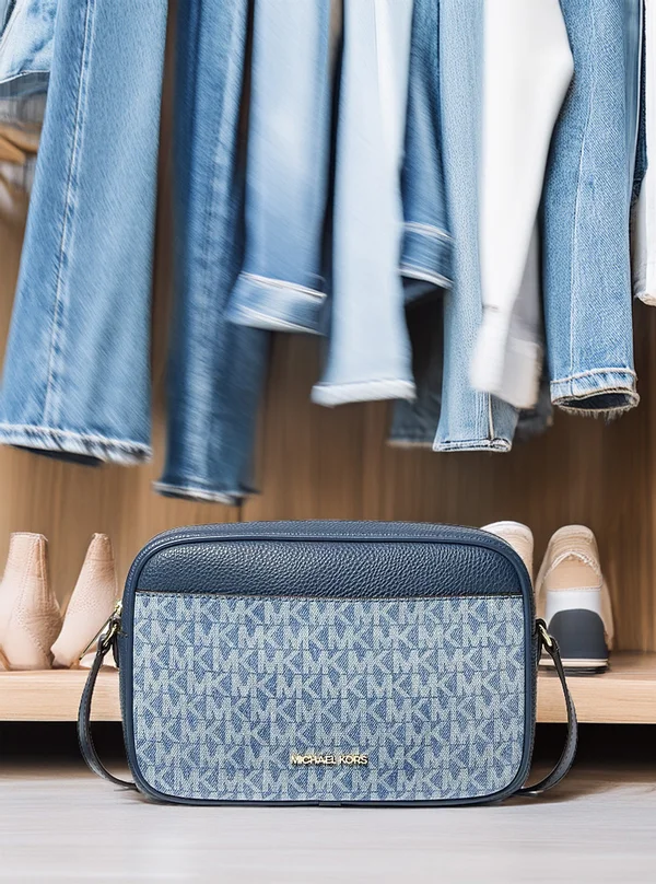 Michael Kors Denim Camera Crossbody Bag
