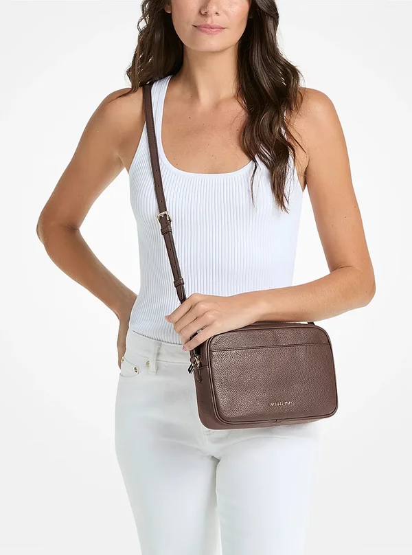 Michael Kors Large Leather Camera Crossbody Bag Nutmeg