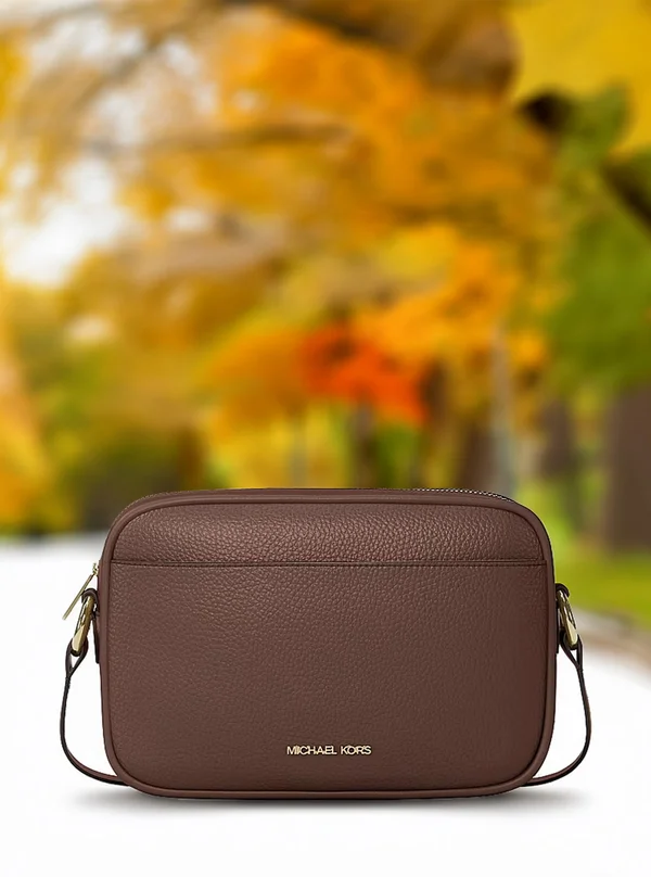 Michael Kors Large Leather Camera Crossbody Bag Nutmeg