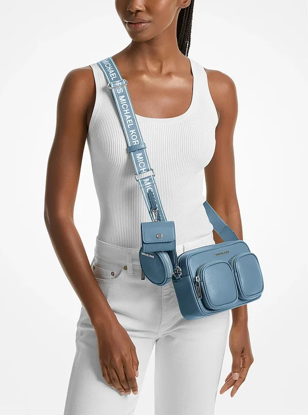 Michael Kors Medium Leather Crossbody Bag with Case for Apple Airpods Pro® Denim