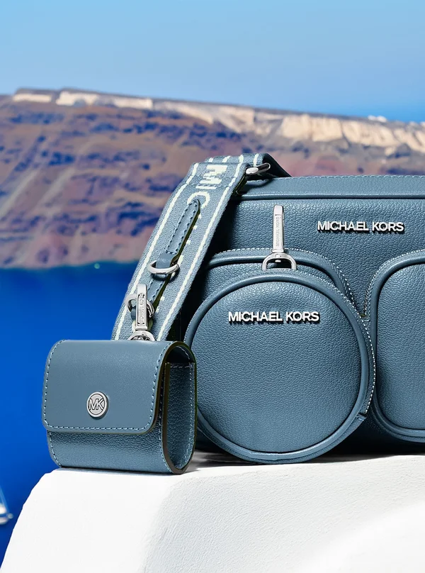 Michael Kors Medium Leather Crossbody Bag with Case for Apple Airpods Pro® Denim