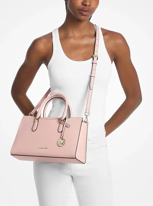 Michael Kors Medium Leather Top-Zip Satchel PWD Blush