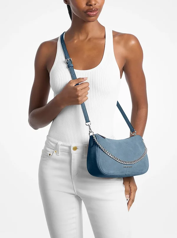 Michael Kors Medium Suede Convertible Crossbody Bag Denim