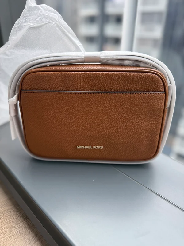 Michael Kors Large Leather Camera Crossbody Bag Luggage