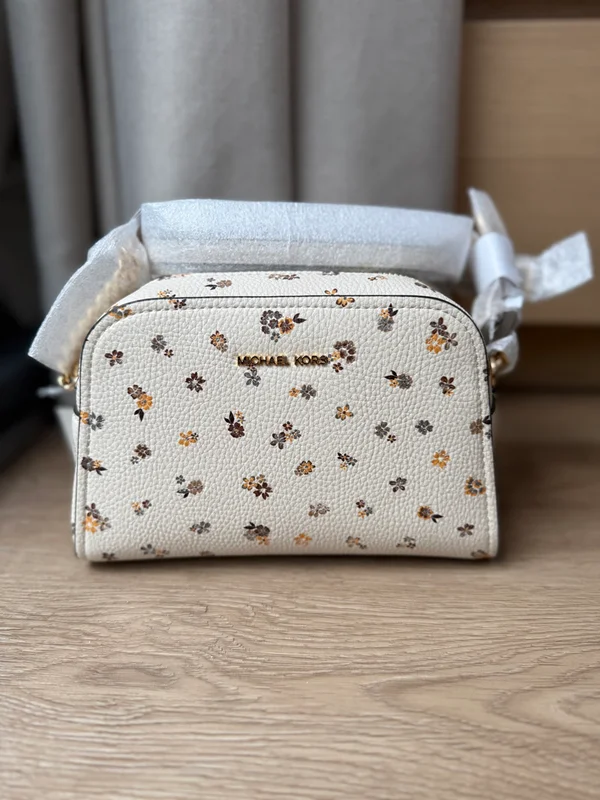 Michael Kors Ashton XS Floral Camera Crossbody Bag Light Cream