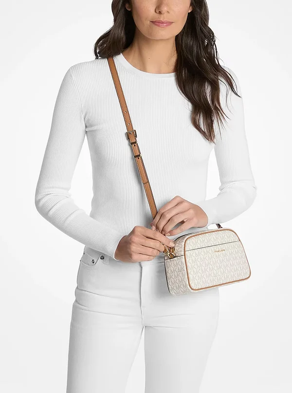 Michael Kors Small Logo Camera Crossbody Bag Vanilla/Acorn