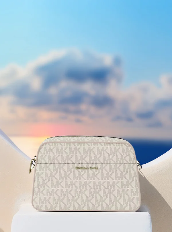 Michael Kors Small Logo Camera Crossbody Bag Vanilla/Soft Pink