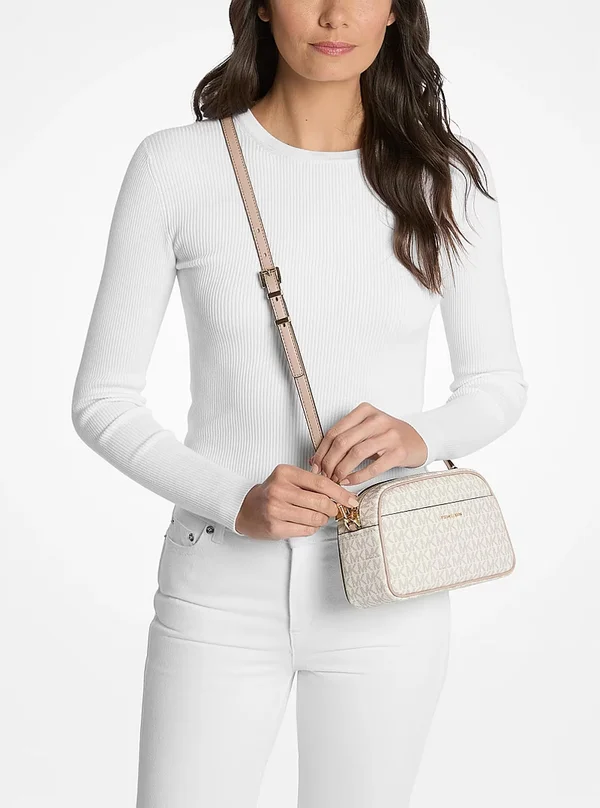 Michael Kors Small Logo Camera Crossbody Bag Vanilla/Soft Pink