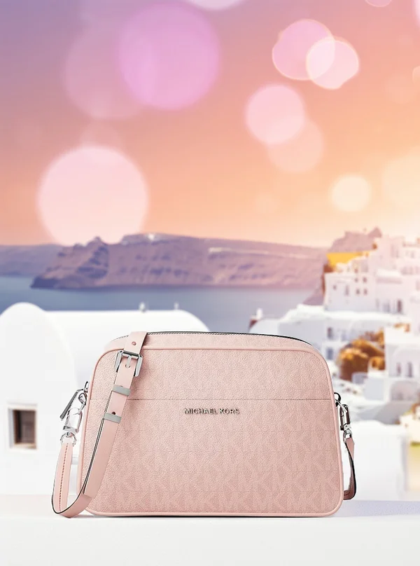 Michael Kors Small Logo Camera Crossbody Bag Smokey Rose
